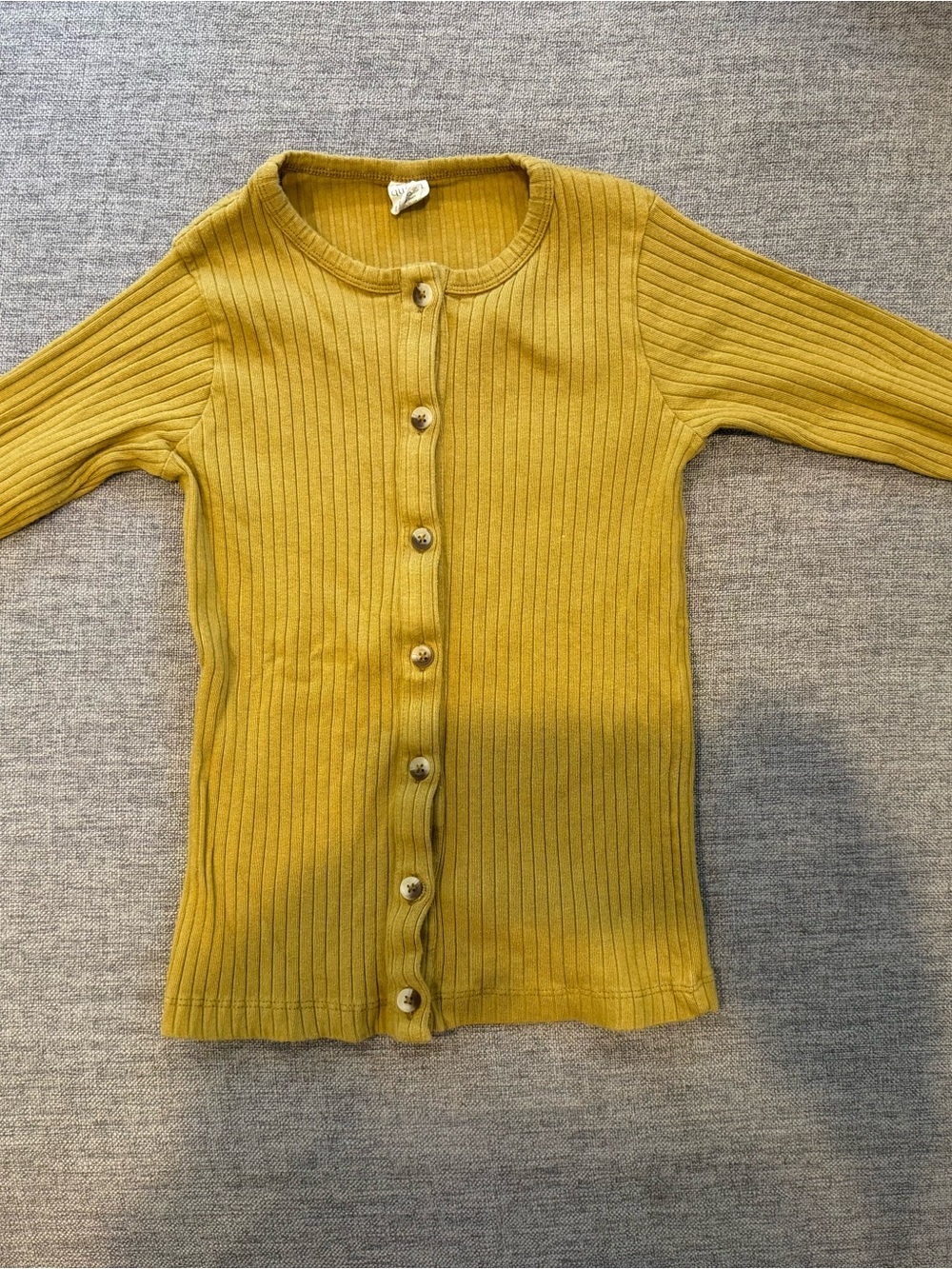 kate quinn organic Ribbed Button-Front Top in Mustard Yellow Girls size 6